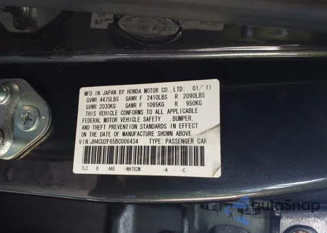 2011 Acura Tsx 2.4 from USA, damaged, VIN JH4CU2F65BC006434